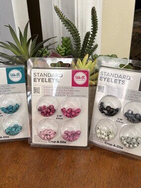 We R Eyelets Standard Set of 3 (60 in each package) - Pink, Gray, & Aqua - NIP